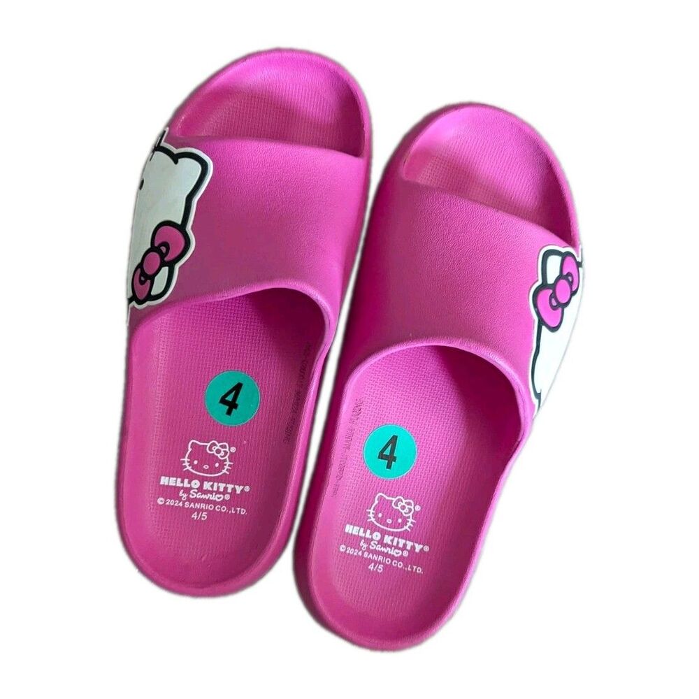 Sanrio Hello Kitty Girls Pink Slide Sandal Slip-On Non-Marking US 4